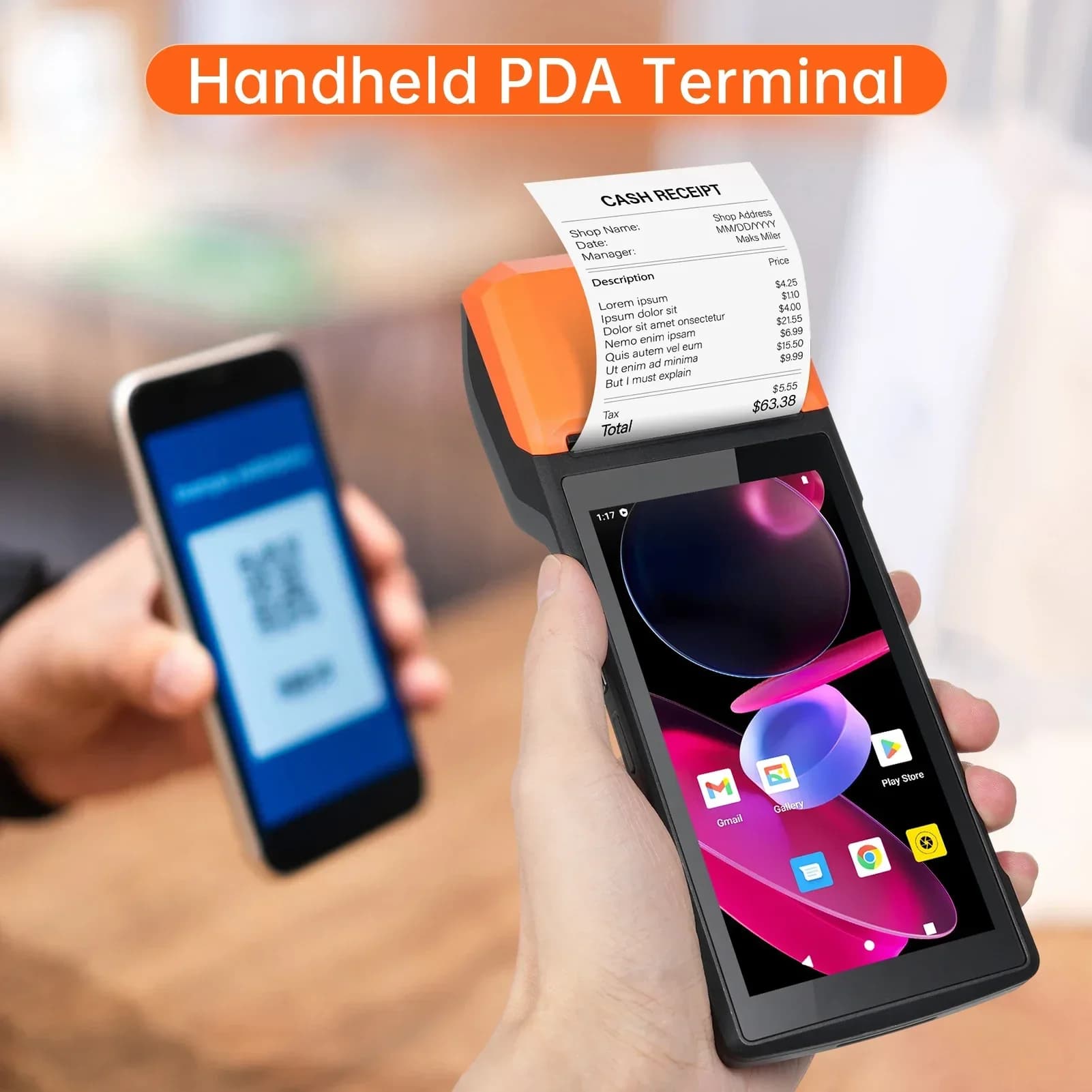 Stampante Termica POS 1D/2D 13.0 con Terminale PDA Touchscreen da 5.5 Pollici, Lettore di Carte NFC 4G, WiFi, BT, Etichette Termiche da 58mm - Offerta Imperdibile