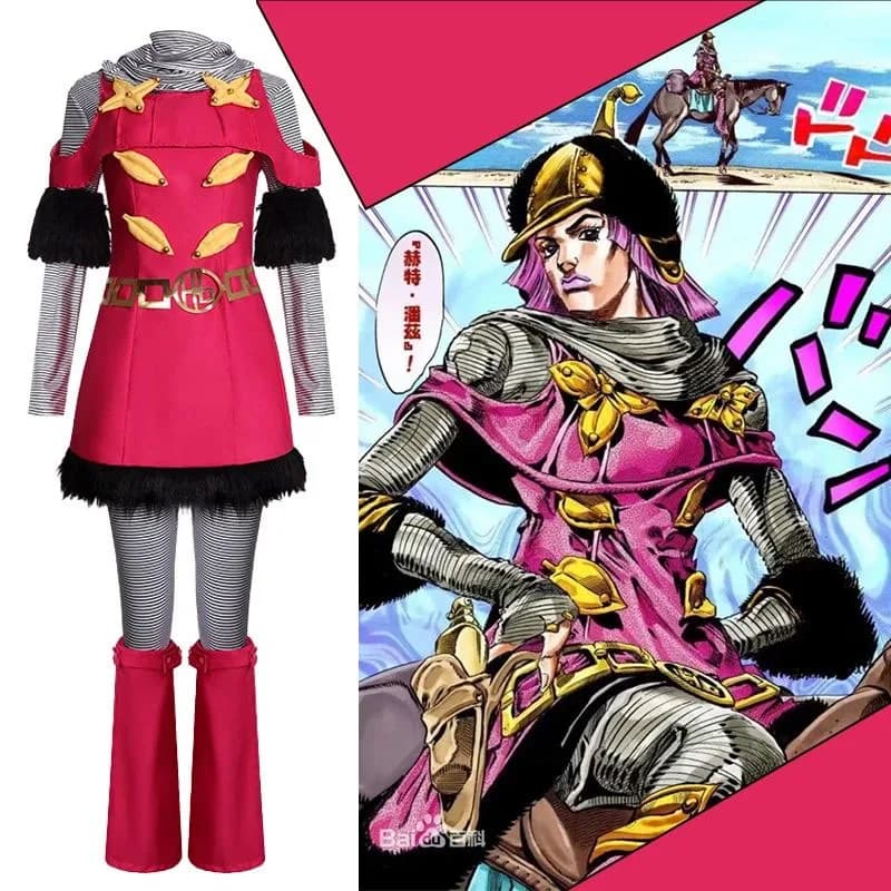 Hot Pants Cosplay Costumes Uniform Ainme JOJO Rose Red Dress Role Play Halloween Carnival Dressing For Women 2026