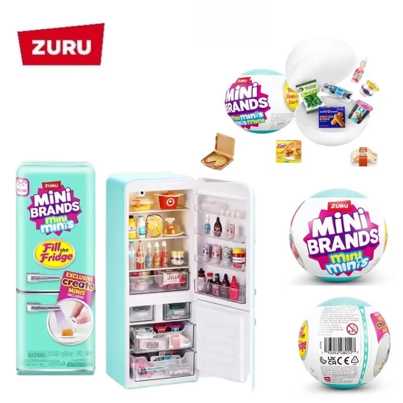 Set Frigorifero in Miniatura ZURU, Gioco di Ruolo, Scatola Sorpresa con Cibo in Miniatura, Giocattolo Simulazione per Bambine, Regalo, Blind Box, Blind Bag