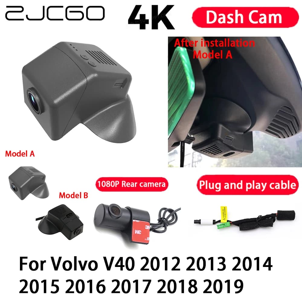 4K Plug and Play Dash Cam Video Camera Night Vision for Volvo V40 2012 2013 2014 2015 2016 2017 2019
