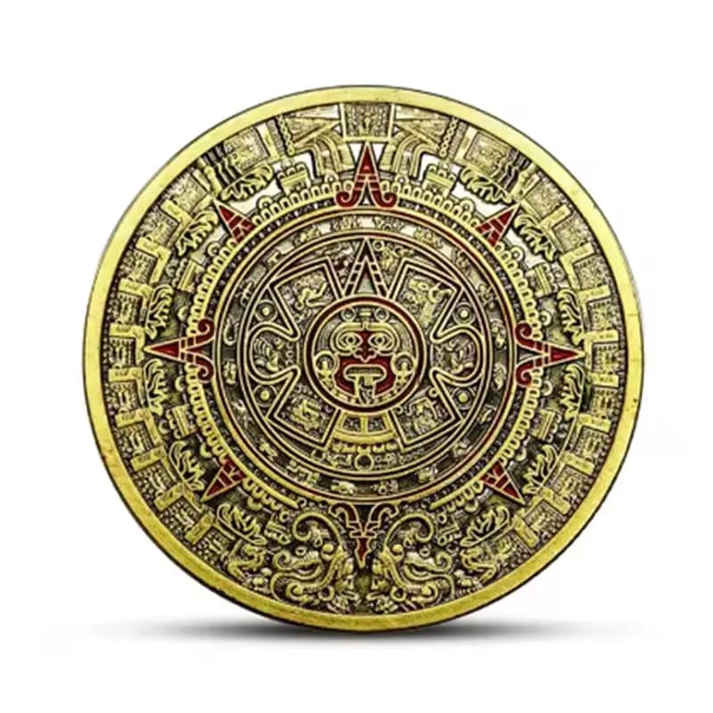 MaYa Calendario azteco Profezia d'arte Cultura Sfida Moneta Fortunata Perfetta per la decisione di lancio Creazione di giocattoli Fidget silenziosi Adulti Bambini