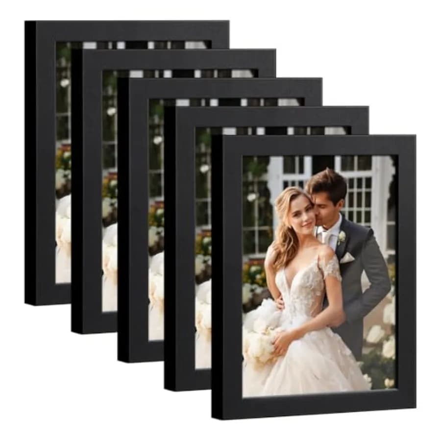 Picture Frame Set of 5, Frames Display Photo 3.5x5 with Mat or without, Gallery Wall Frame Set, Wall or Tabletop Display