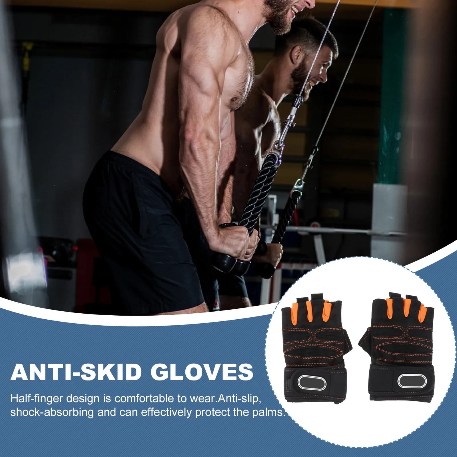 1 pair of half finger gloves, comfortable elastic fabrics that absorb shocks, for mountaineering, cycling, gym workout, fitness