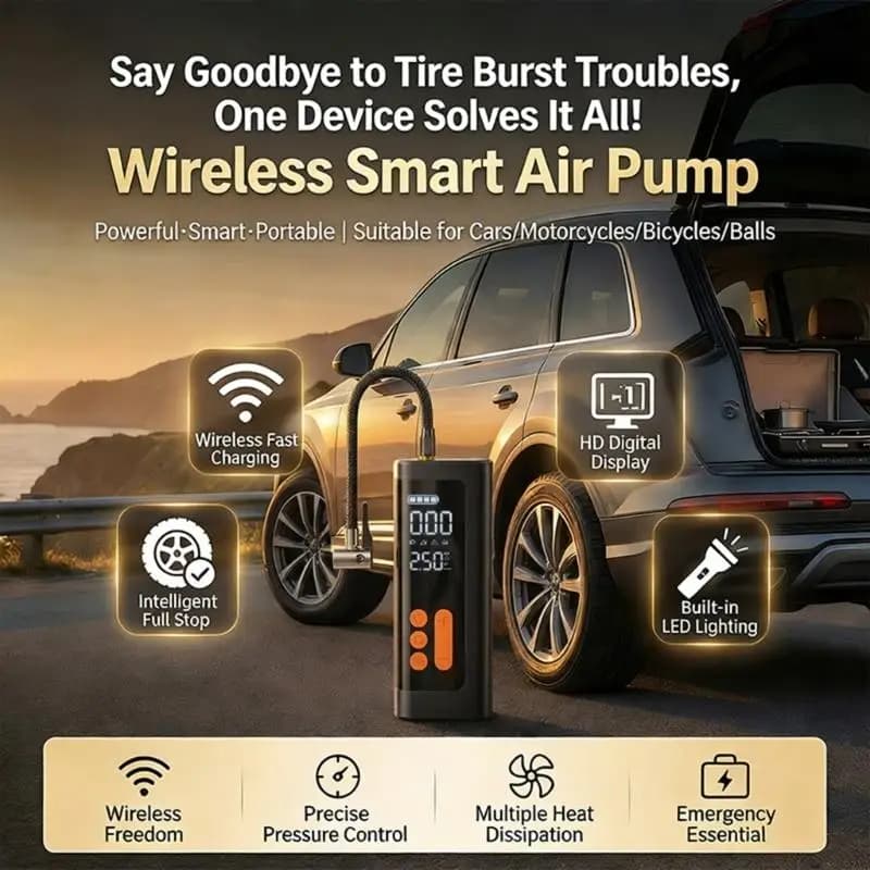 Compressore d portatile per pneumatici per auto con luce LED e funzione spegnimento automatico Gonfiaggio rapido per per