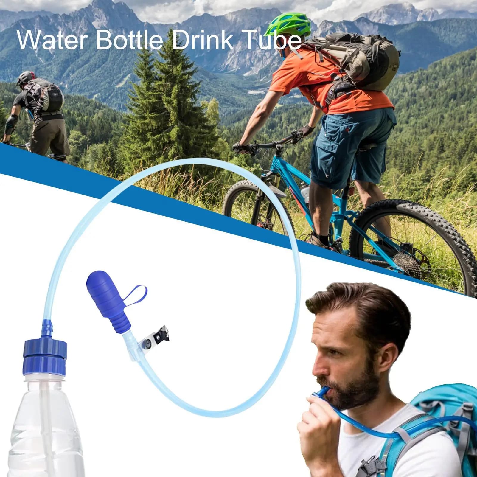 Tubo per bere da bicchiere d'acqua con doppio adattatore, sistema di idratazione, kit tubo per bere per ciclismo, trekking, pesca, canottaggio, campeggio