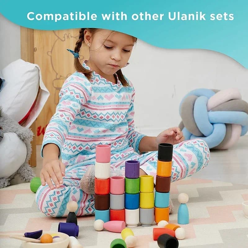 Baby Montessori Wooden Toy Rainbow Ball Matching Game Toy Color Cognitive Matching Early Education Learning Toys for Children