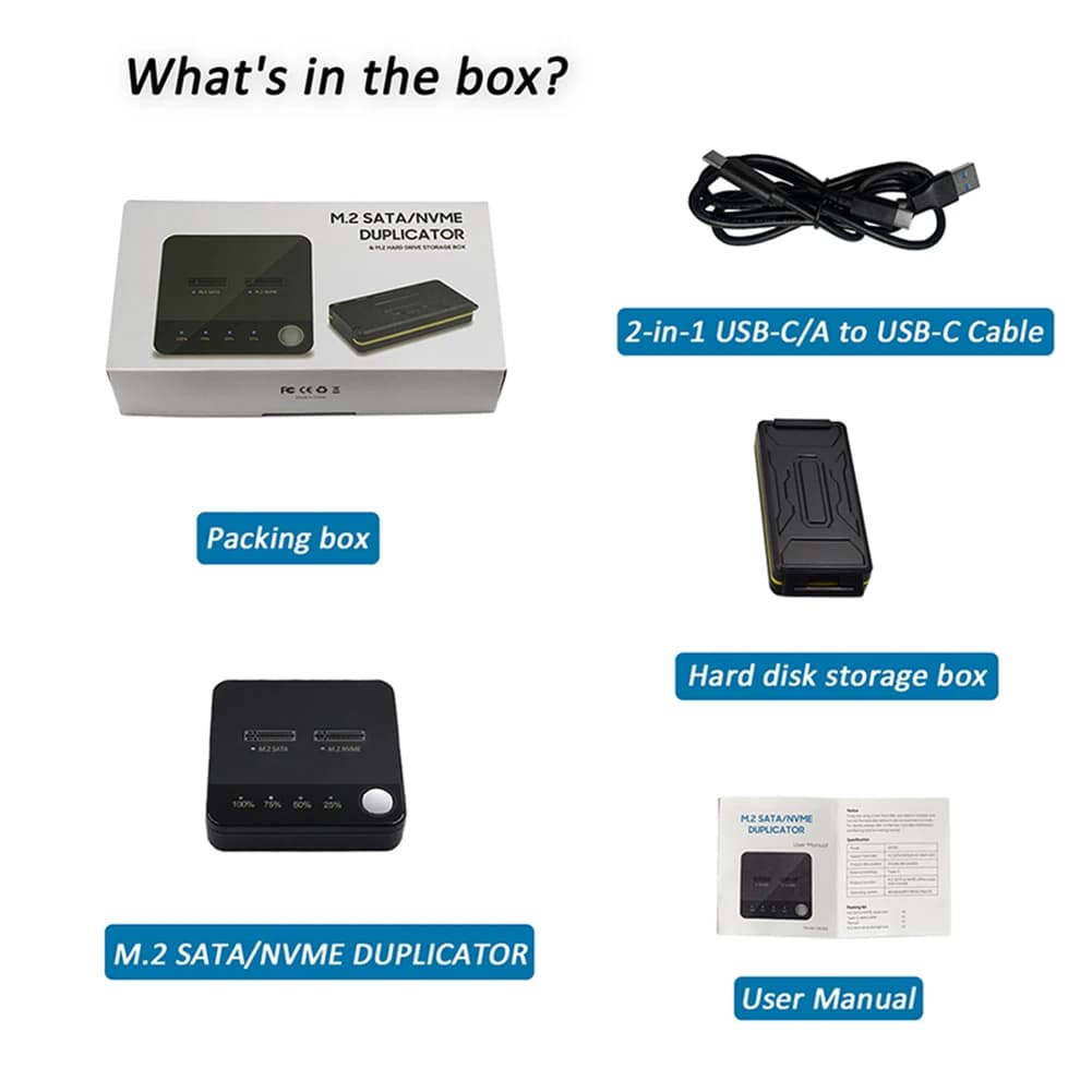 Docking station per disco rigido a doppia via M.2 SATA/NVMe Trasmissione dati Docking station Duplicatore M.2 Cloner Lettura per i dati di negozi