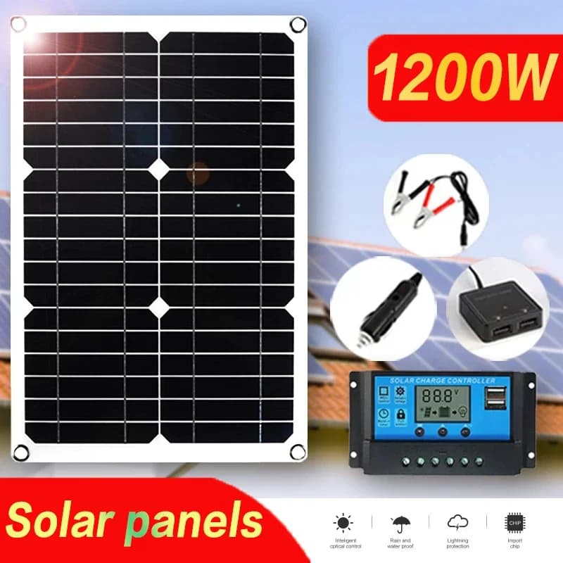 1200W Solar Panel 12V Solar Panel Charger Dual USB with 100A Controller Flexible Solar Panel Outdoor Camping Mobile Phone Car