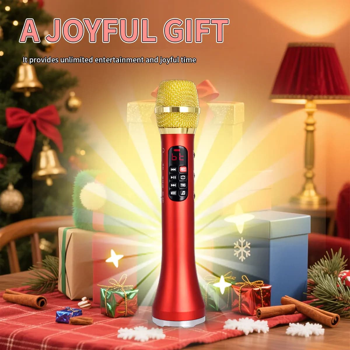 1 piece of 28 cm 25 W/Pc Karaoke Microphone TWS Bluetooth Speaker Mic 6400 mAh TF Card Music player Microphone for portable home party