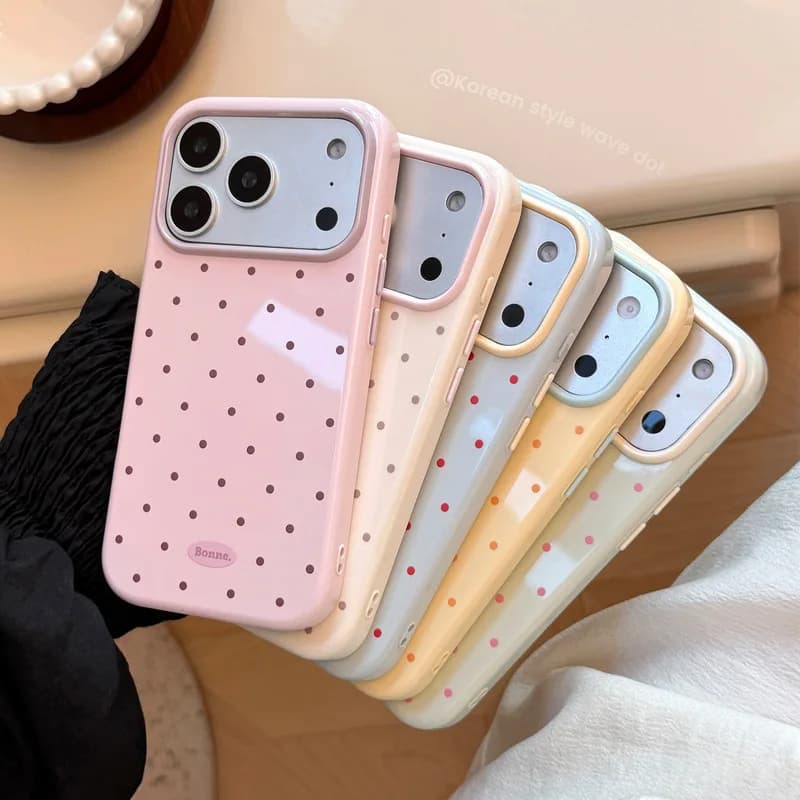 Dopamine Polka Dot Soft TPU Shockproof Anti-drop Anti-fingerprint Phone Case for iPhone 17 16 15 14 Pro Max