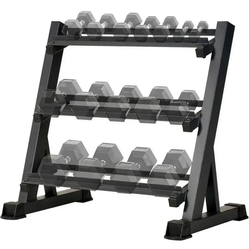 3-Tier Adjustable Dumbbell Rack (35.4in / 90cm), 1000LBS Heavy Duty Steel Gym Storage Stand with Anti-Rust Powder Coating & Floor Protection Feet for Home/Commercial Fitness