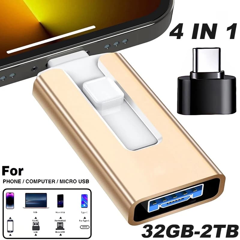 Chiavetta USB 4 In1 OTG Micro USB 3.0 Chiavetta USB Android TYPE-C a doppio scopo Chiavetta mobile Micro USB Memory Stick gratuita per iPhone