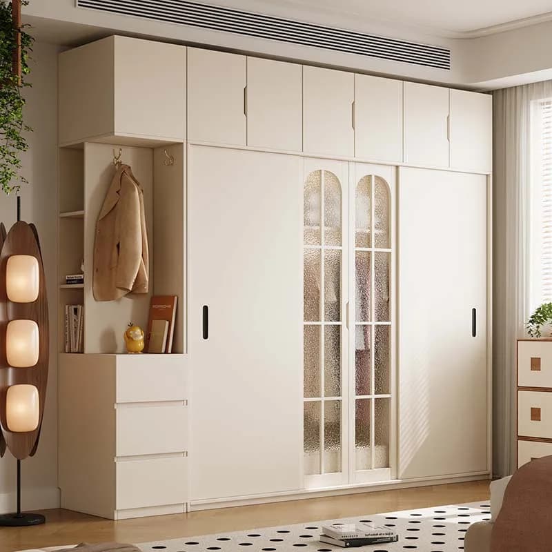 Modern Sliding Doors Wardrobes Japanes Style White Space Saving Wardrobes Organizer Shelves Armarios De Ropa Bedrooms Furniture