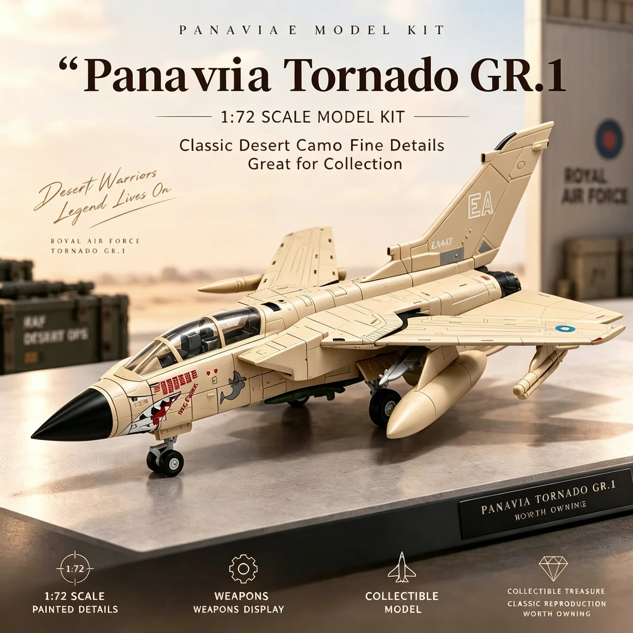 Tornado Multirole Aircraft Snap Model Kit Glue-free Pre-painted Fighter with Display Stand Military Collection Decor Kids Toy
