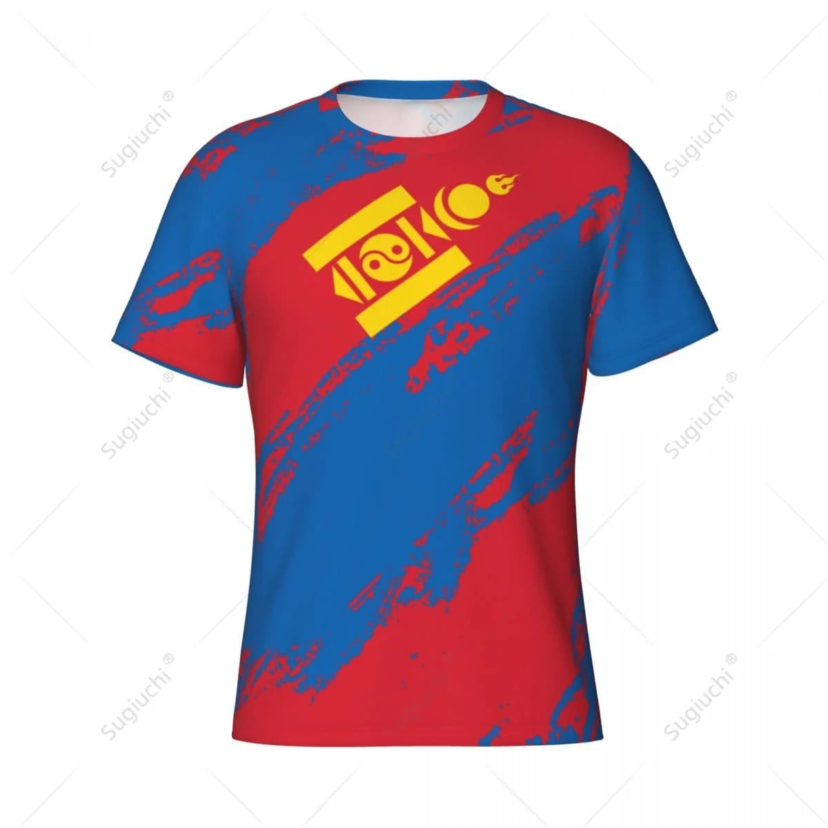 Nome personalizzato Nunber Mongolia Bandiera Colore Uomo T-shirt sportiva attillata T-shirt da donna per tifosi di calcio
