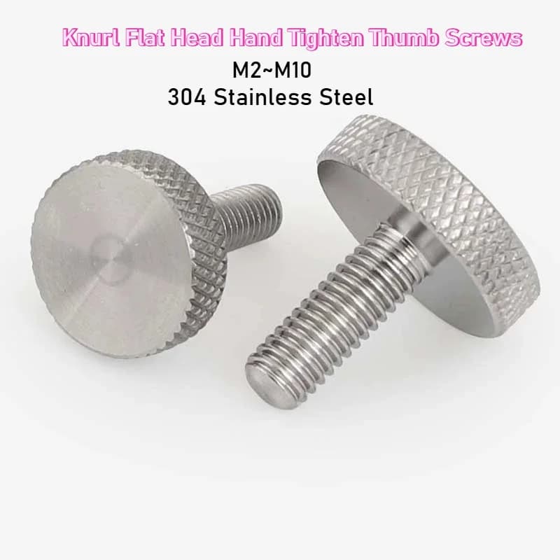 M2 M2.5 M3 M4 M5 M6 M8 M10 304 Stainless Steel Knurl Flat Head Hand Tighten Thumb Screws Curtain Wall Glass Thumb Screw Bolt