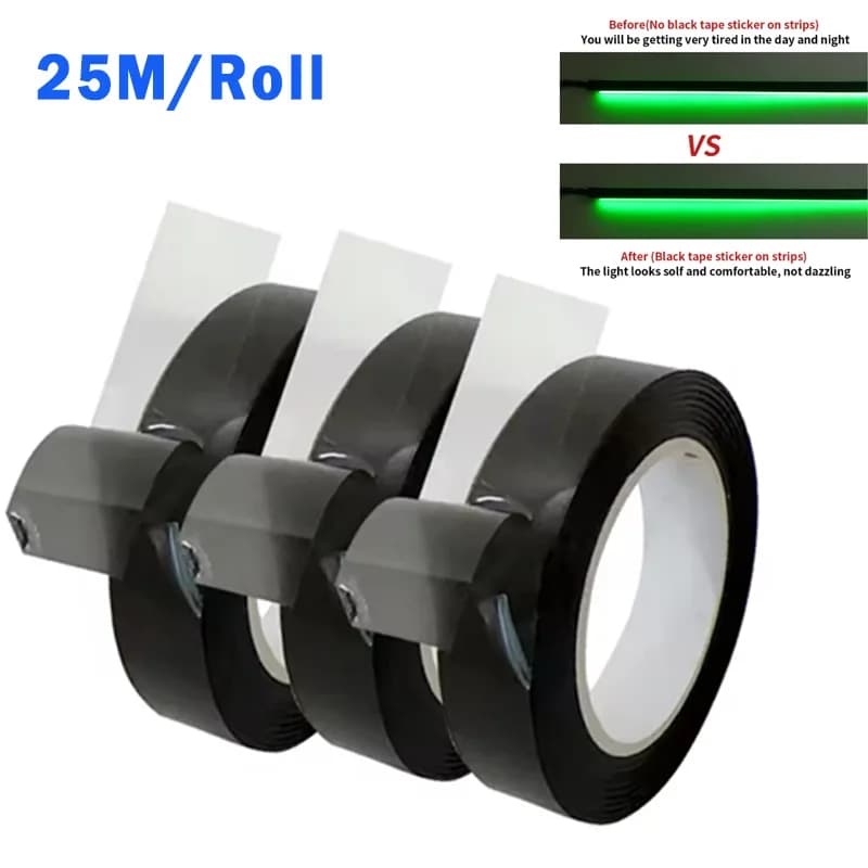 25M/Rotolo Fumo Nero Opaco Nastro Adesivo Guida In Fibra Ottica Luci Ambientali Per Auto Parte per 18 in 1 LED Atmosfera Luce di Striscia Acrilica