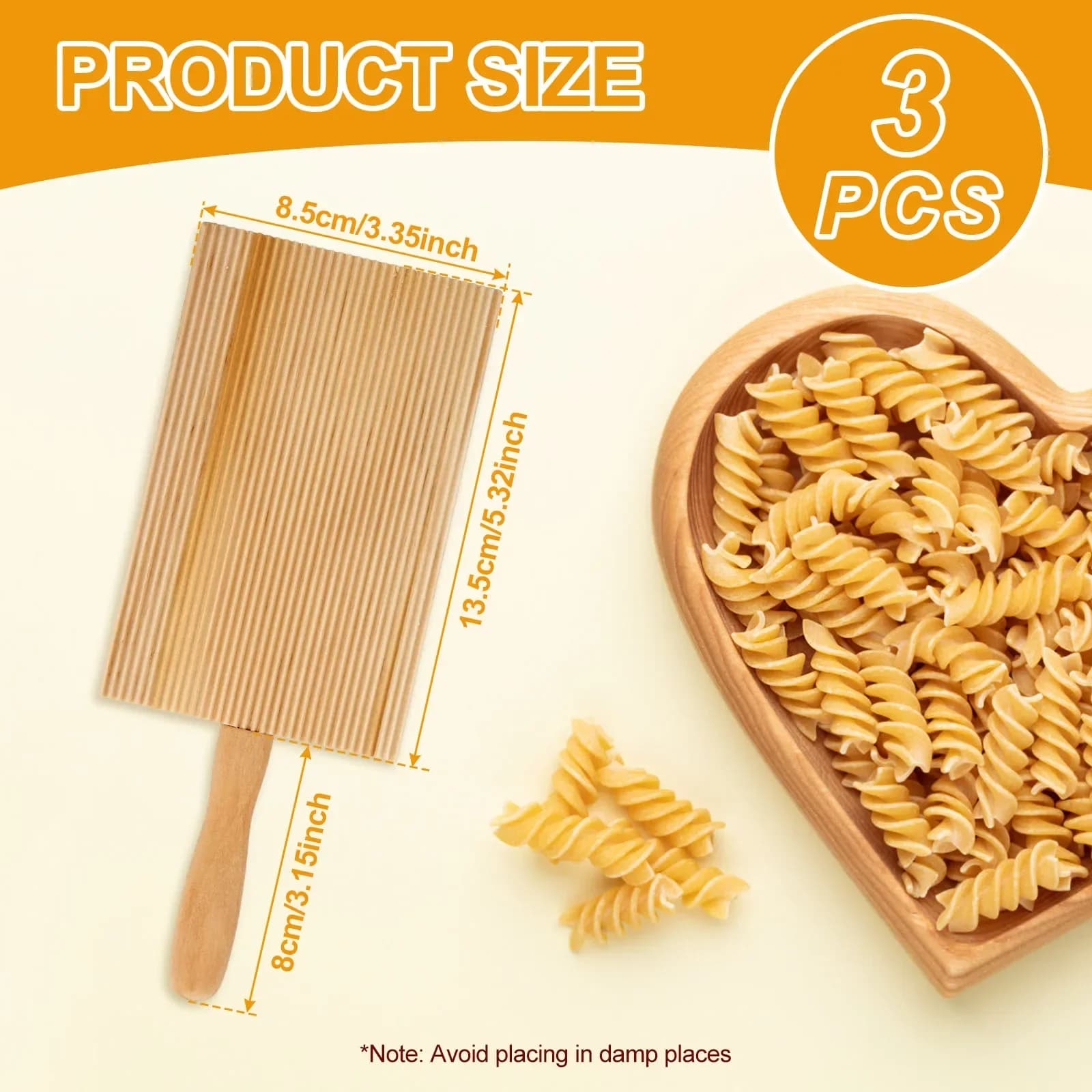 Set di 3 Tavole in Legno per Gnocchi con Superficie Scanalata, Riutilizzabili, per Cavatelli e Pasta, Tavole Multiuso per Stendere Gnocchi e Pasta