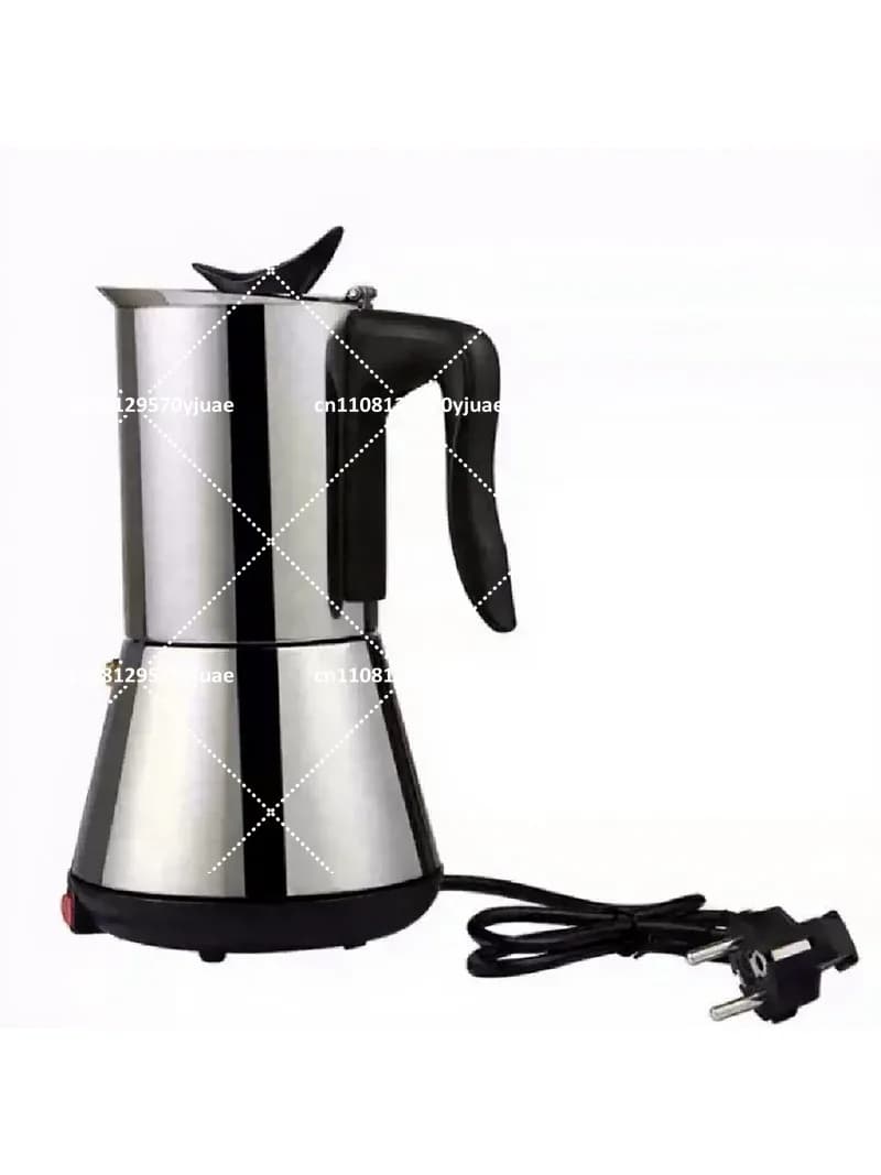 304 Stainless Steel Electric Moka Pot 6-Cup Italian Coffee Maker with Anti-Dry Burn Protection