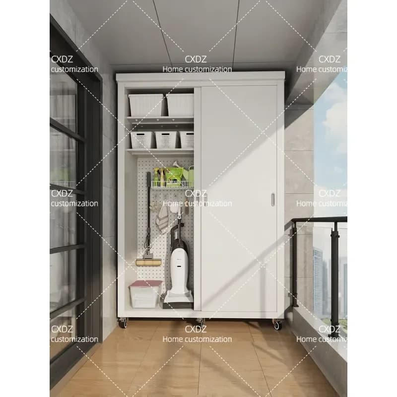 Waterproof Steel Balcony Storage Cabinet Multi Layer Outdoor Locker Sunscreen Grocery Organizer Housekeeping Shelf for Patio