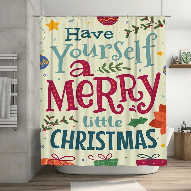 Tuniu Festive Renna Tenda da doccia natalizia Simpatico arredamento per il bagno per le vacanze Sfondo in tessuto impermeabile con design animale del bosco