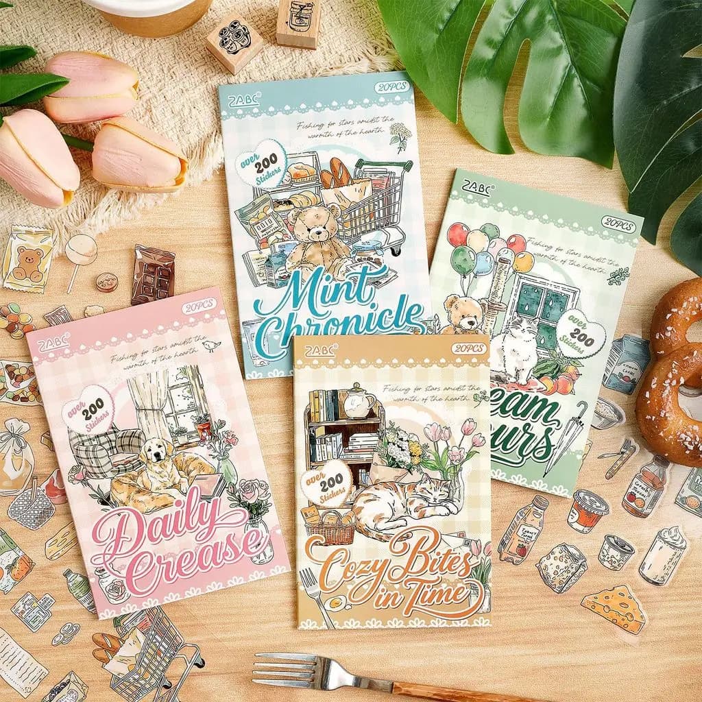Journamm 20sheets PET Decoractive Material Sticker PET Sticker Scrapbook Kit Junk Journal Supplies Aesthetic Crafts Stickers