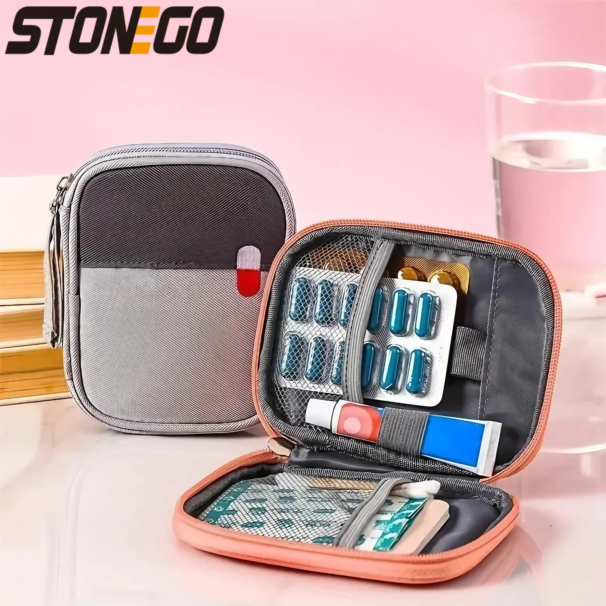 Kit di Pronto Soccorso Portatile Compatto, Scatola per Medicinali da Viaggio, Attrezzatura Essenziale per la Salute, Sopravvivenza all'Aperto, Campeggio ed Escursionismo