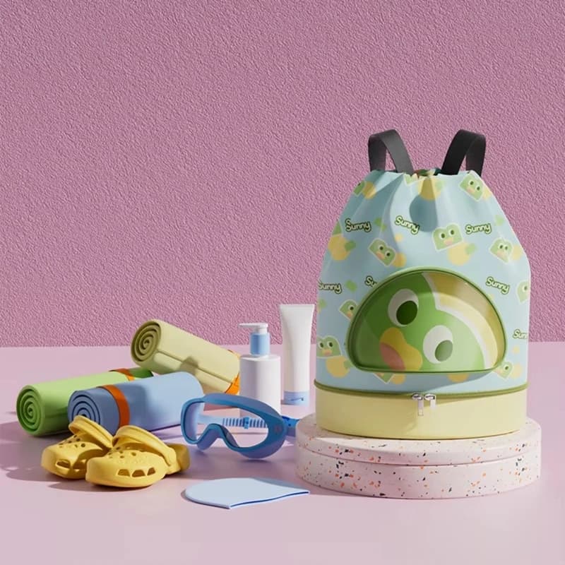 Summer Cartoon Children's Dry And Wet Partition Bag With Shoes Compartment Swimsuit Storage Bag Beach Bag Shoulder Swimming Bag