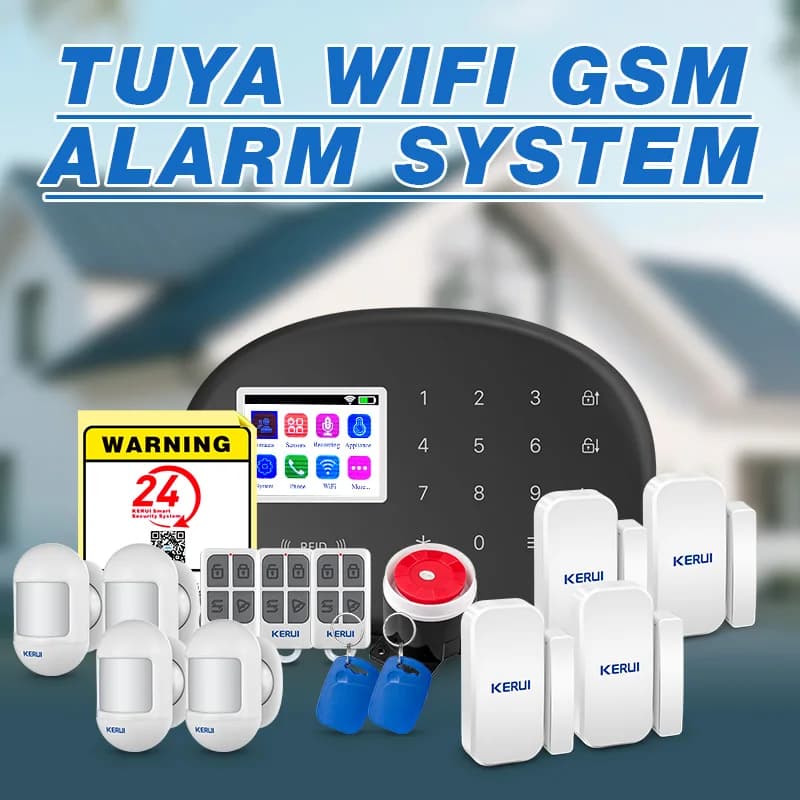KERUI Sistema di Allarme Antifurto WiFi GSM Set di Allarmi di Sicurezza Domestica Tuya Allarme Intelligente Senza Fili con Sensore per Porte/Finestre 433 Mhz W202