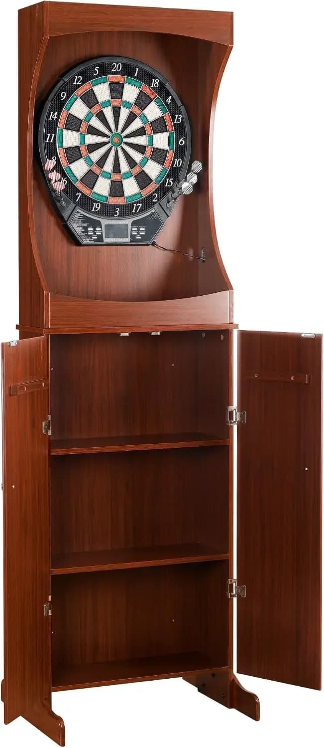 Outlaw Electronic Dart Board Cabinet Set - 81-in Electric Dart Board with Cabinet - Professional Dart Board with 6 Soft Tip