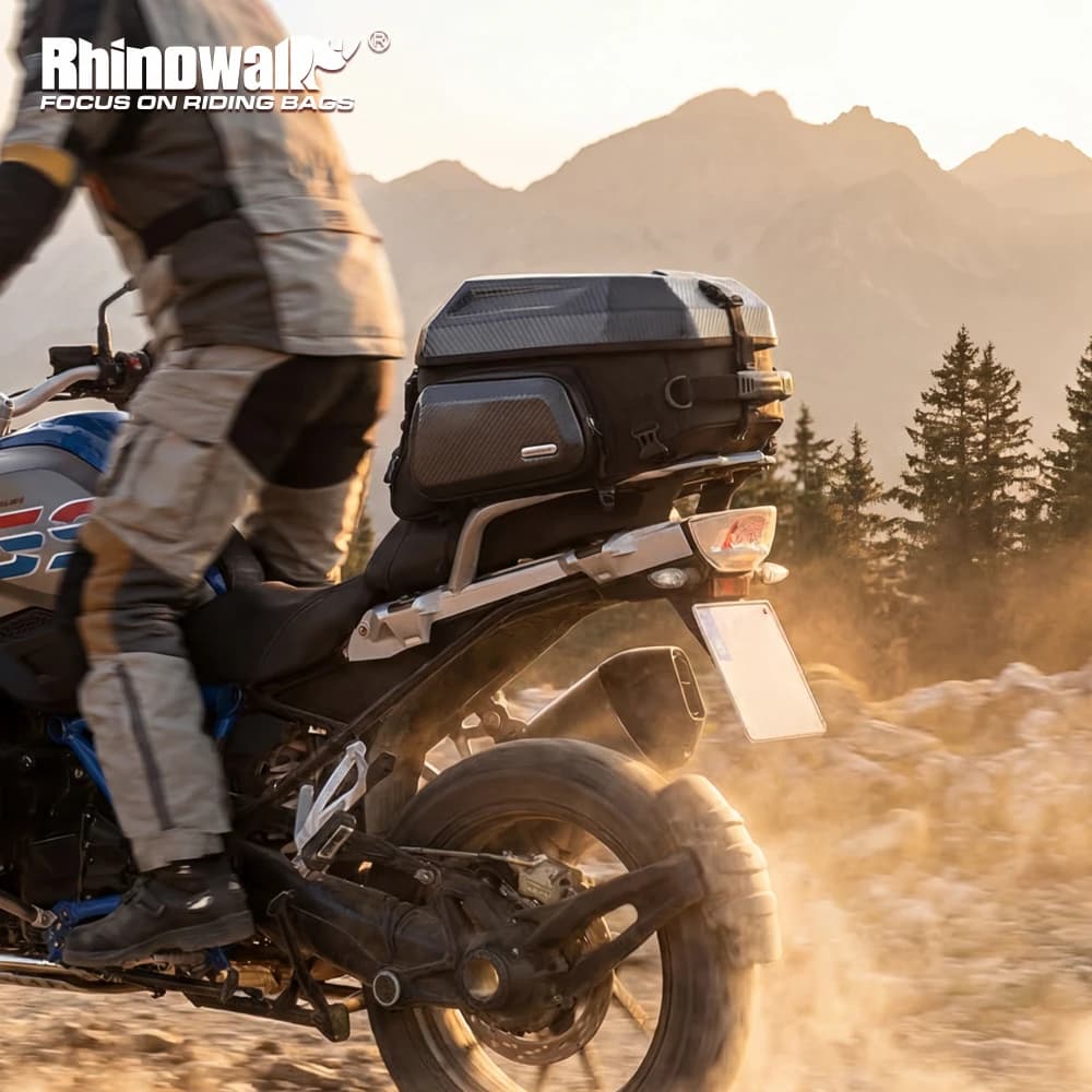 Rhinowalk Back Helmet Storage Bag Waterproof 23L-35L Expandable Tail Saddle Pack Motorcycle Riding Backpack Inner Rainproof Bag