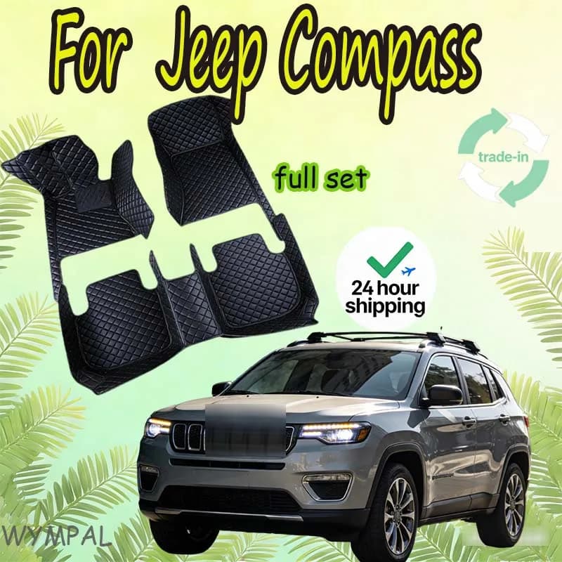 Car mats for Jeep Compass 2021 2022 2023 2024 foot bearings accessories waterproof interior parts protect carpets covers