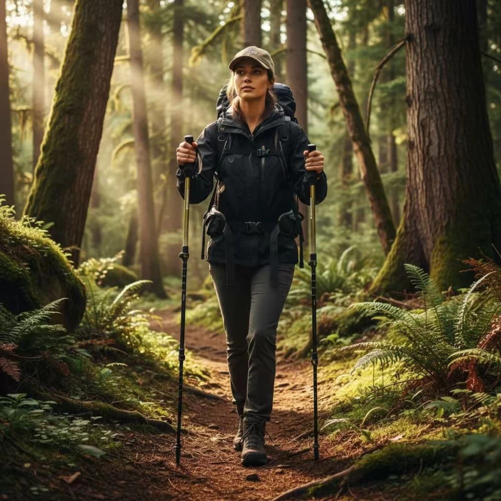 Adjustable Trekking Sticks in Carbon Fiber, Lightweight and Foldable, Camping Equipment