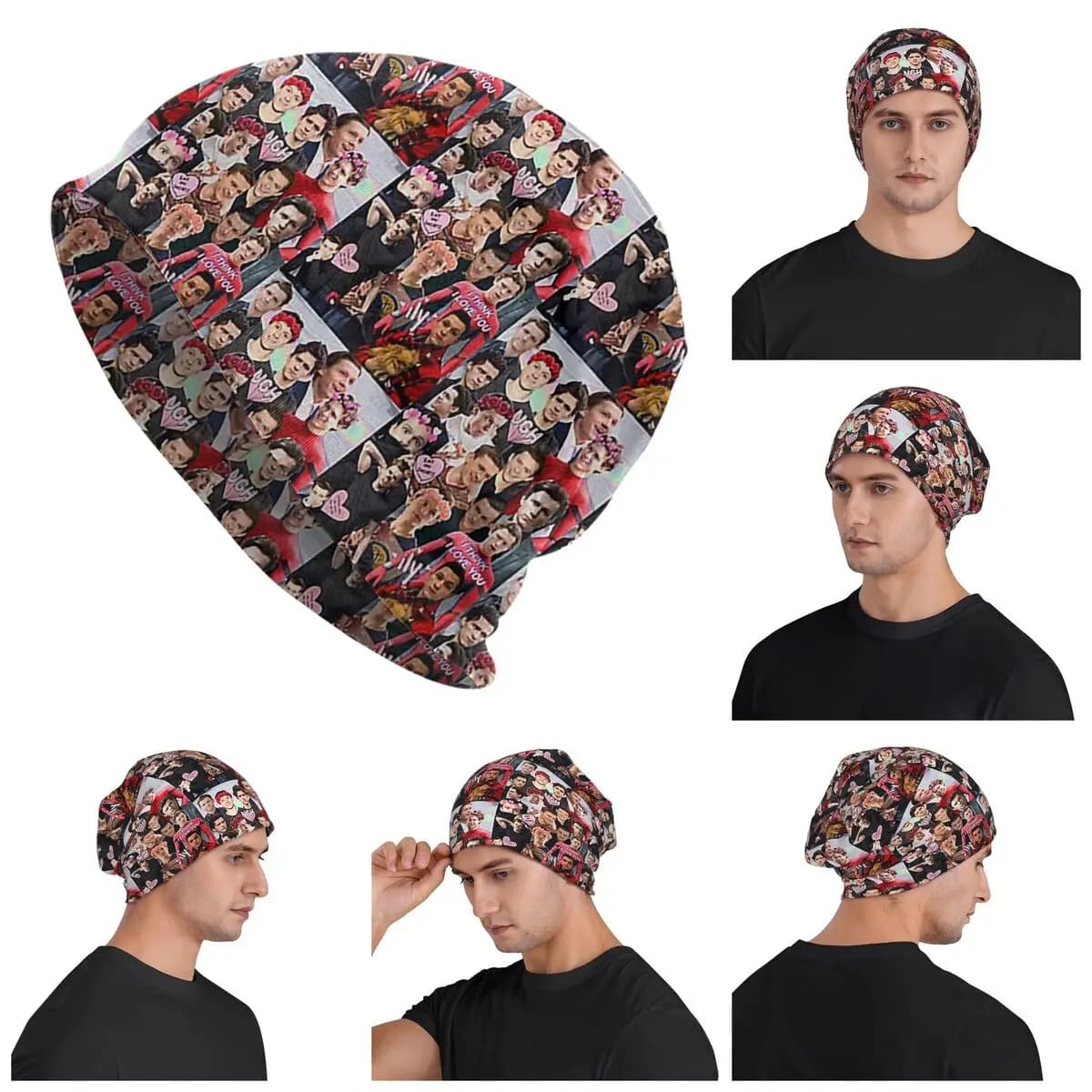 Tom Holland Collage Berretto lavorato a maglia caldo Cappello a cuffia Hip Hop Autunno Inverno Berretti da esterno Cappelli per unisex adulto