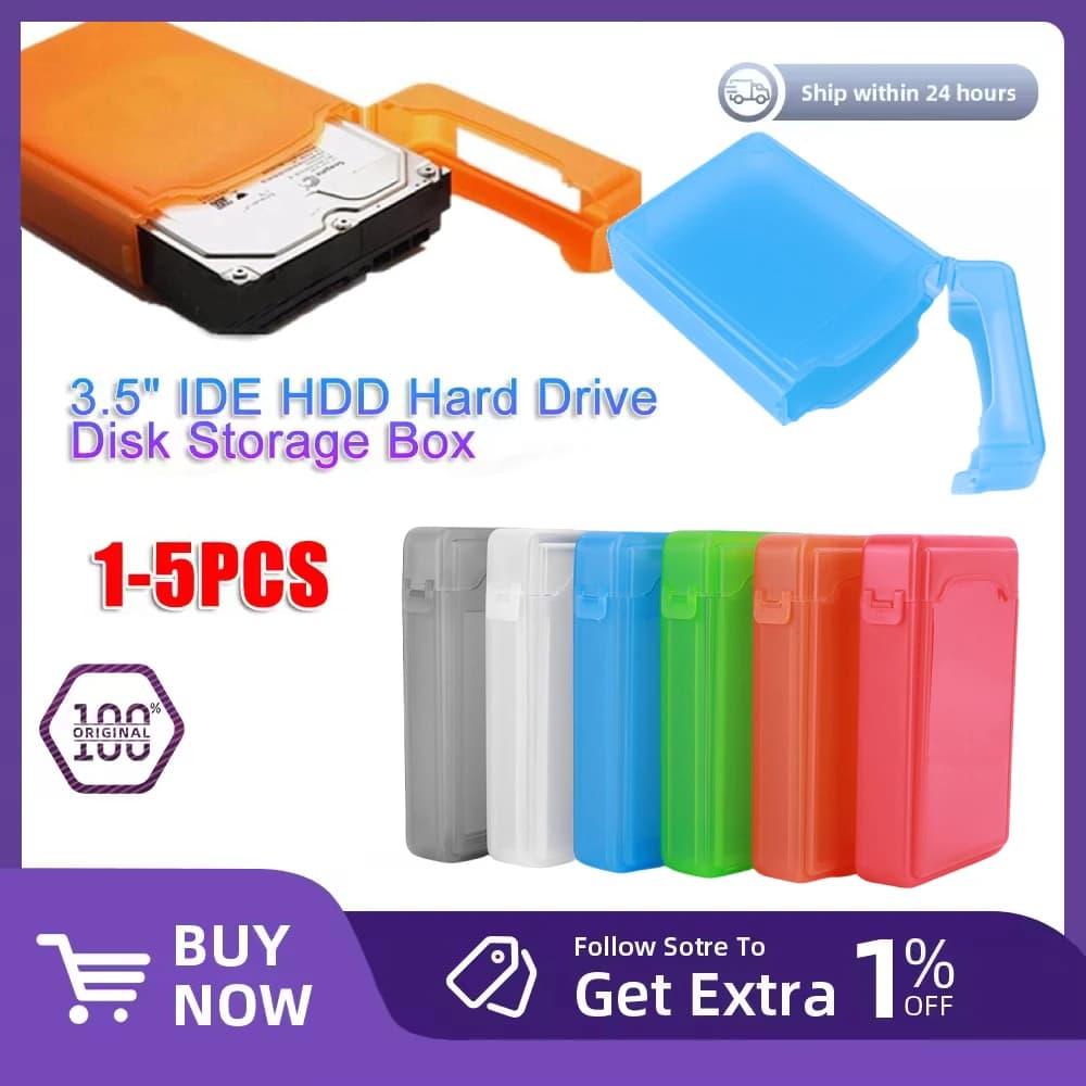 Custodia Protettiva Antipolvere in Plastica per HDD IDE SATA da 3,5 Pollici con Chiusura Sicura, Box Esterno per Archiviazione Disco Rigido