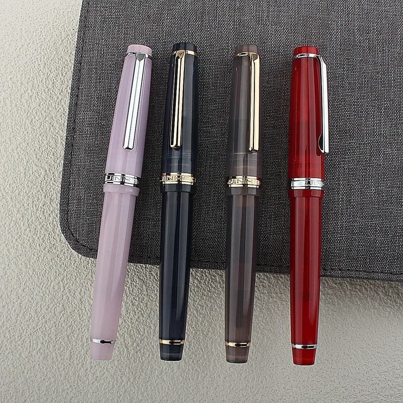 Jinhao 82 Transparent Candy Color Fountain Pen Gold Trim Acrylic Barrel Fine Nib for Writing Calligraphy Signature School