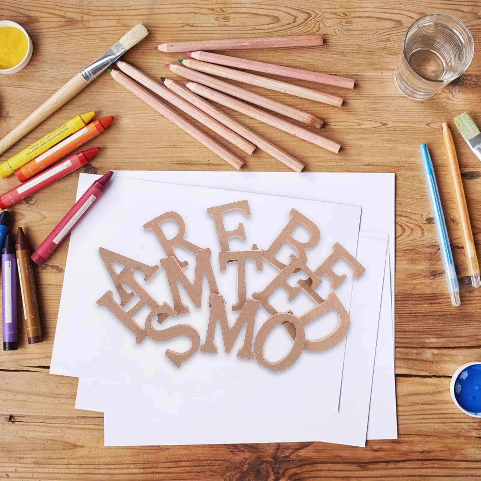 Set di Lettere Decorative in Legno di Noce, Alfabeto 3D Rustico Autoportante, Decorazione da Parete Stile Fattoria Fai-da-Te