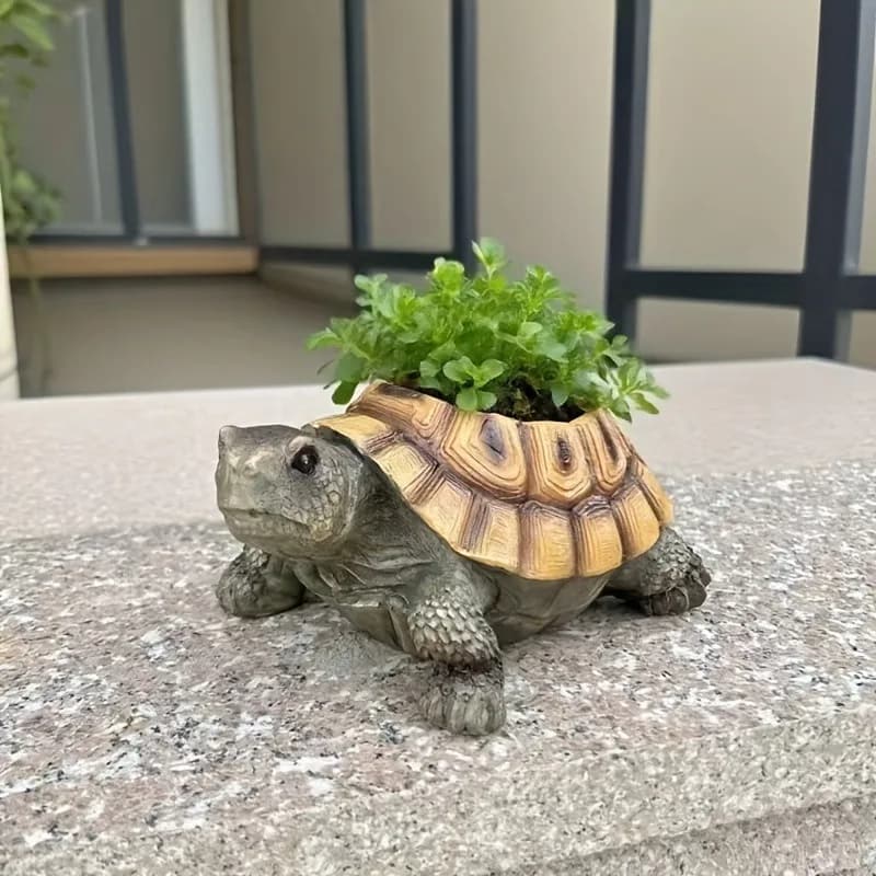 Cute Tortoise Shaped Planter Animal Ornament Flower Pot For Succulent Green Plant Garden Balcony Decor Desktop Accessory Gift
