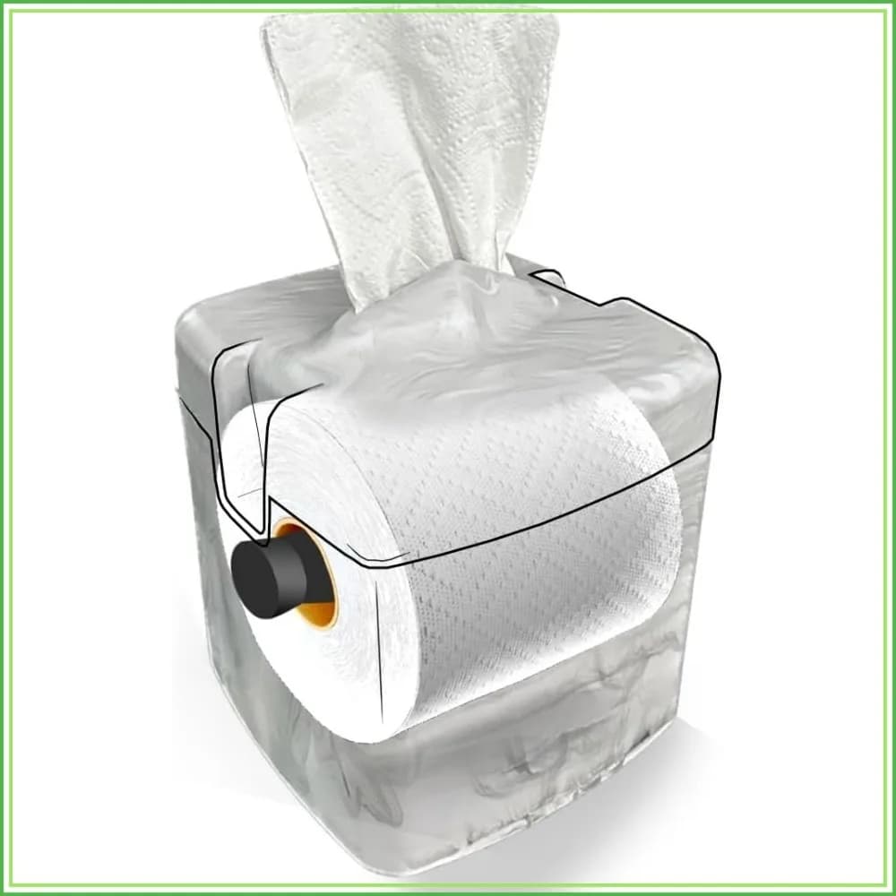 Tissue Caddy Life Hack Toilet Paper Dispenser - Money Saver Alternative to Tissue Box and Holder for Home, Bathroom - White Marble
