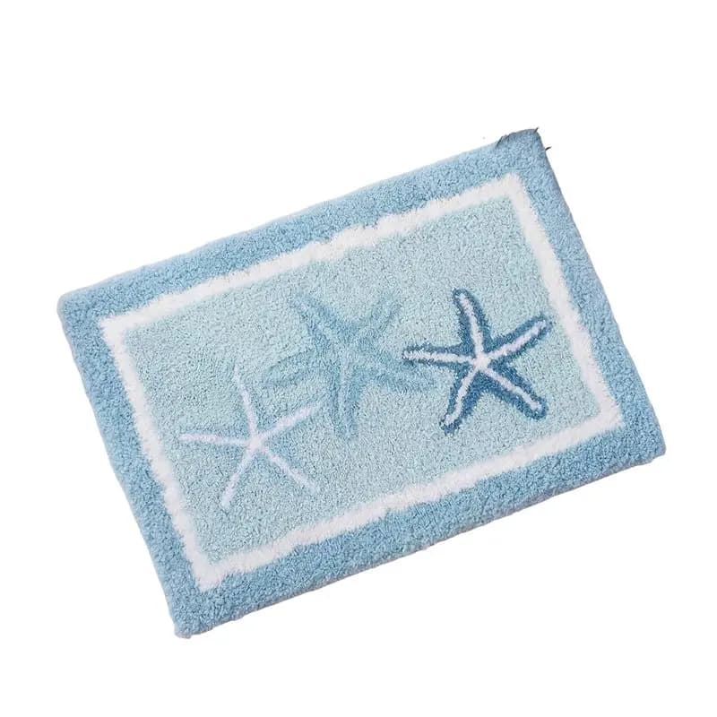 AB41-Bathroom Carpet, Coastal Bath Mat, Cute Starfish Cluster, Anti Slip, Soft And Absorbent Ocean Themed Bathroom Decoration