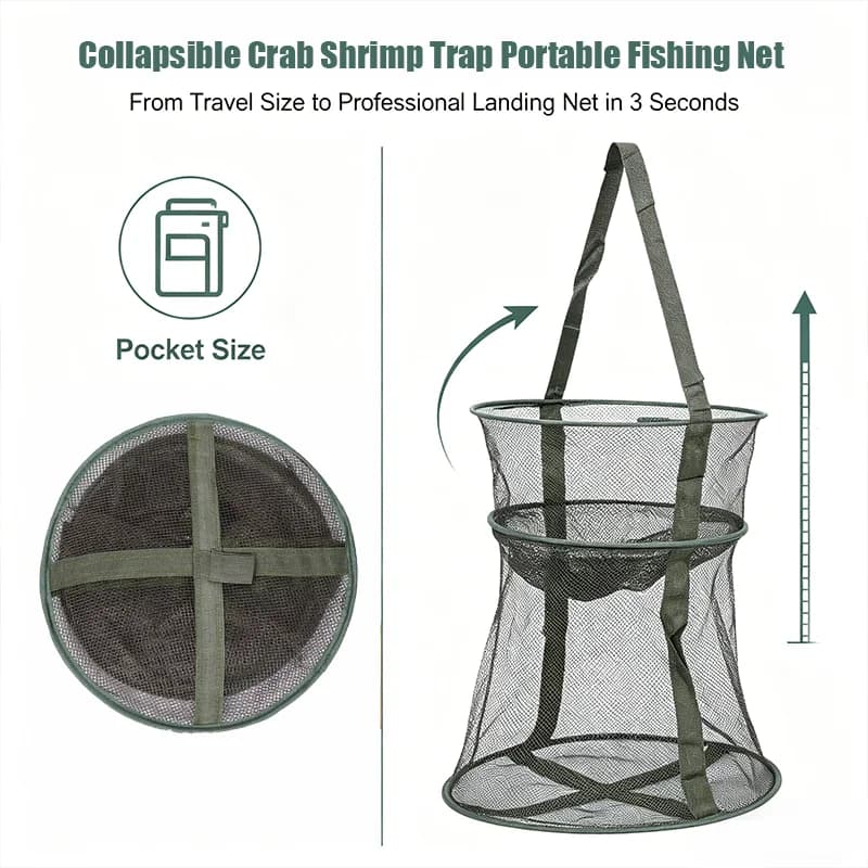 Rete da Pesca Pieghevole Portatile 2026 Hot Sale per Esterni, Trappola per Granchi a Rete Collassabile per Carpe, Anguille, Pesciolini, Gamberetti, Gabbia per Esche