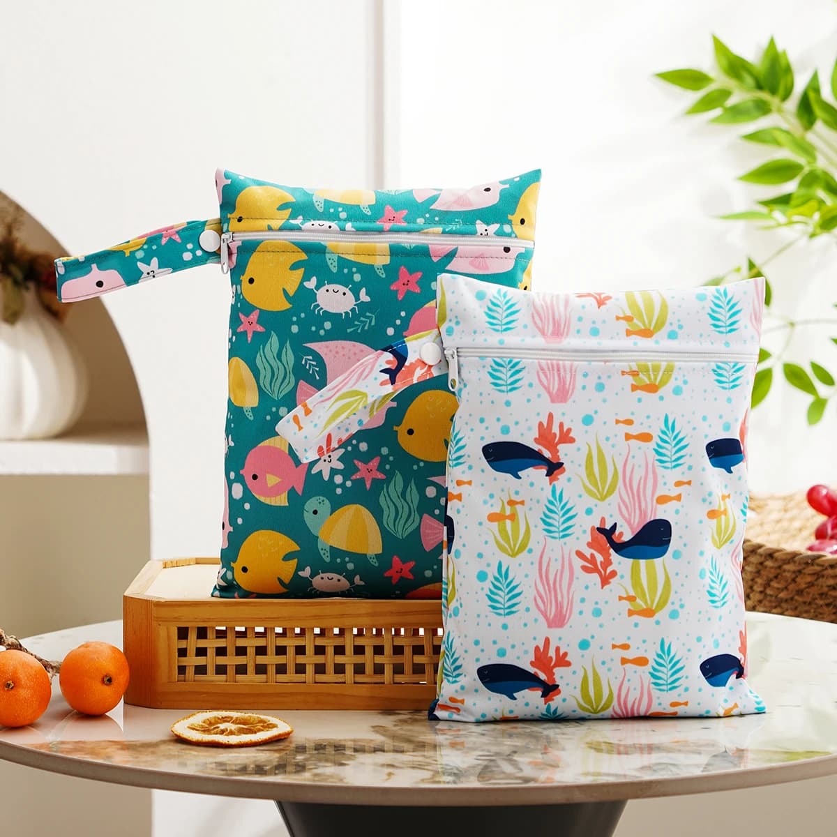 Elinfant Mini borsa portaoggetti impermeabile da 2 pezzi per nuoto, spiaggia e palestra, borsa per pannolini impermeabile 18 * 25 cm, borsa bagnata e asciutta