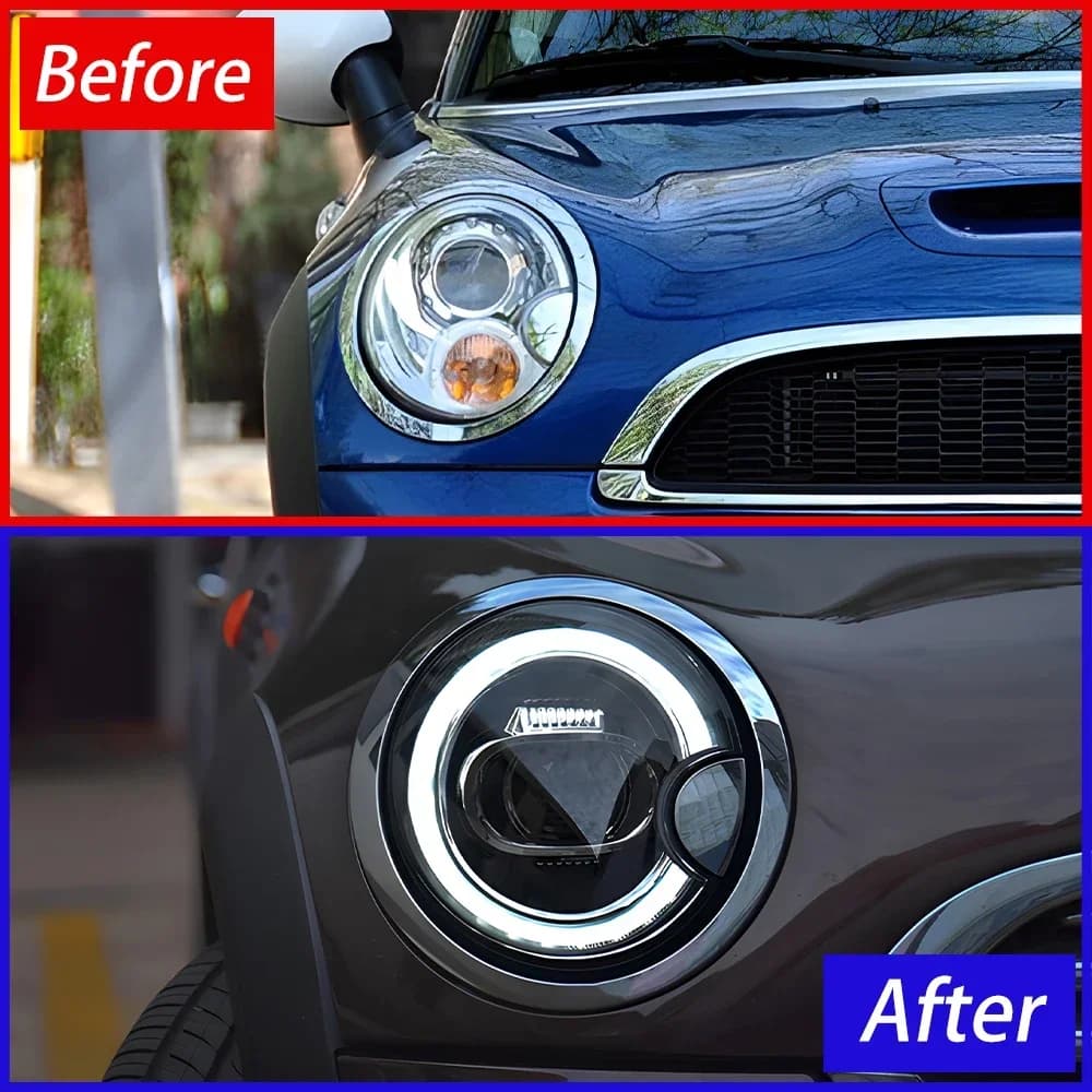 Gruppo Fari Anteriori per Mini R56 R57 R58 2007-2013, Fari LED Auto con Lente Proiettore, Sistema di Illuminazione e Accessori