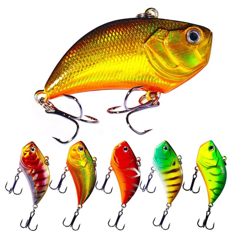 Nuovo Esca Artificiale VIB Rigida 5.4cm 13g, Set di Esche Simulate a Forma di Pesce con Perline Sonore per la Pesca in Acqua Dolce e Salata