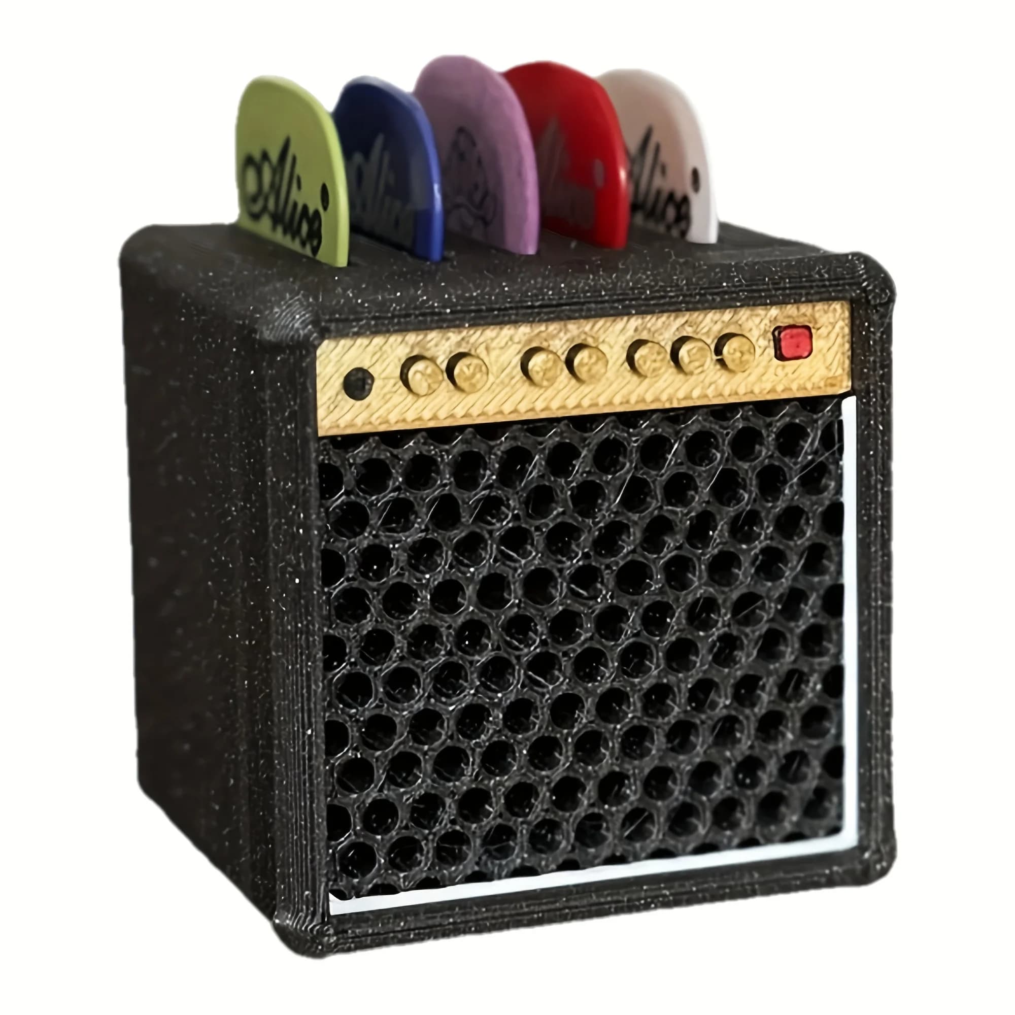 Scatola porta plettri per chitarra, porta plettri vintage a forma di altoparlante, custodia portatile per plettri, un regalo per gli appassionati di chitarra.
