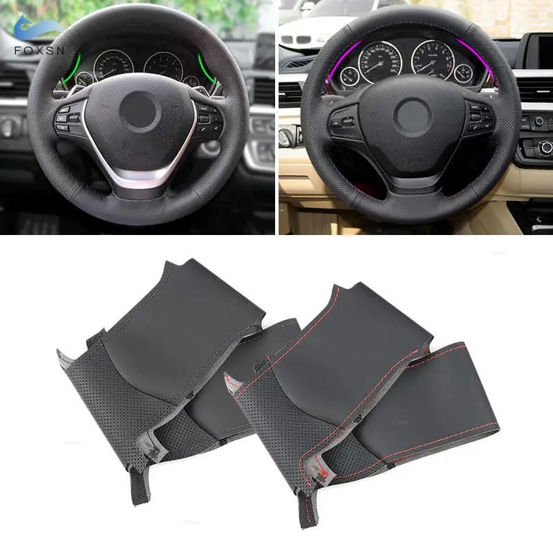 Per BMW F20 F21 F22 F30 F34 F36 Interni auto Coprivolante cucito a mano in pelle traforata con aghi e fili Kit