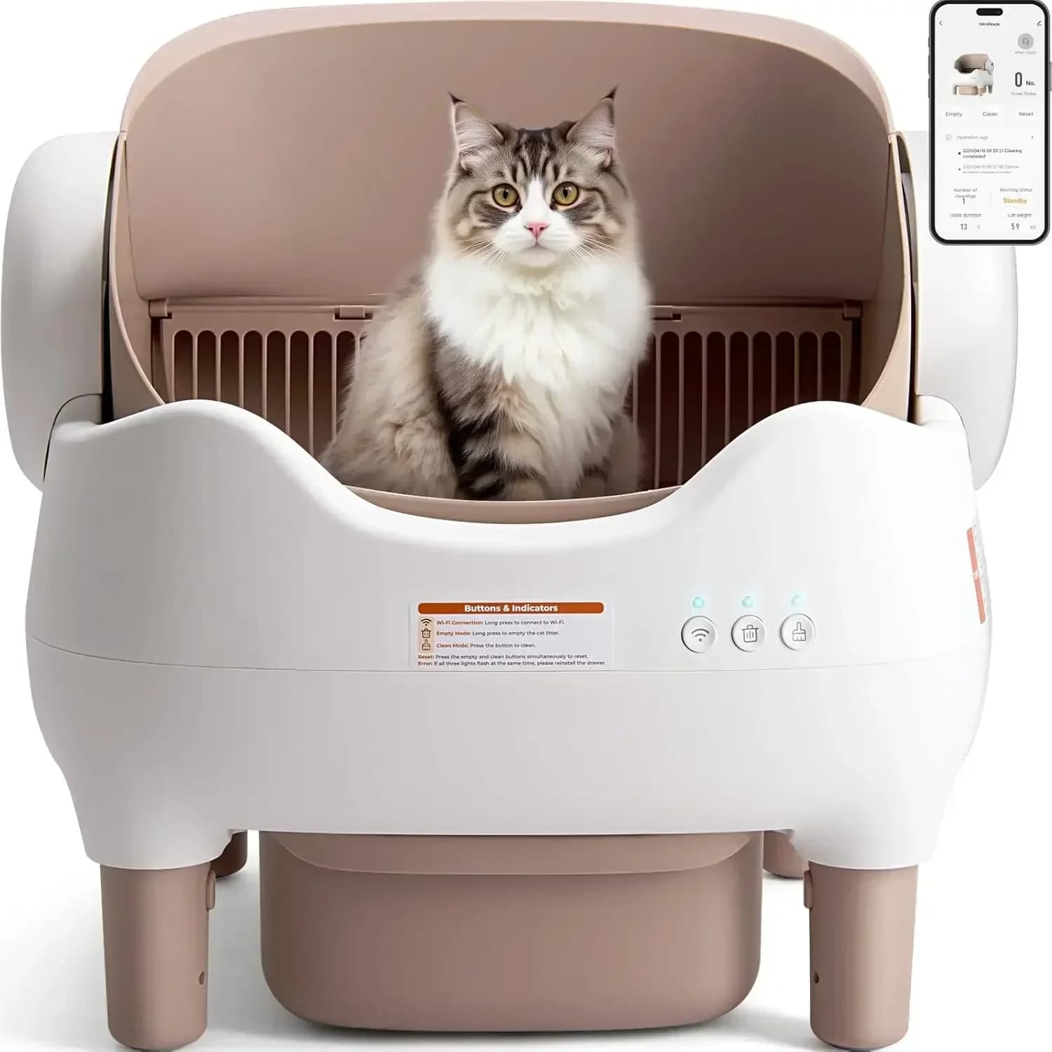 Lettiera autopulente, lettiera automatica per gatti con controllo tramite APP, smaltimento degli scarti senza odori, include sacchetti per rifiuti