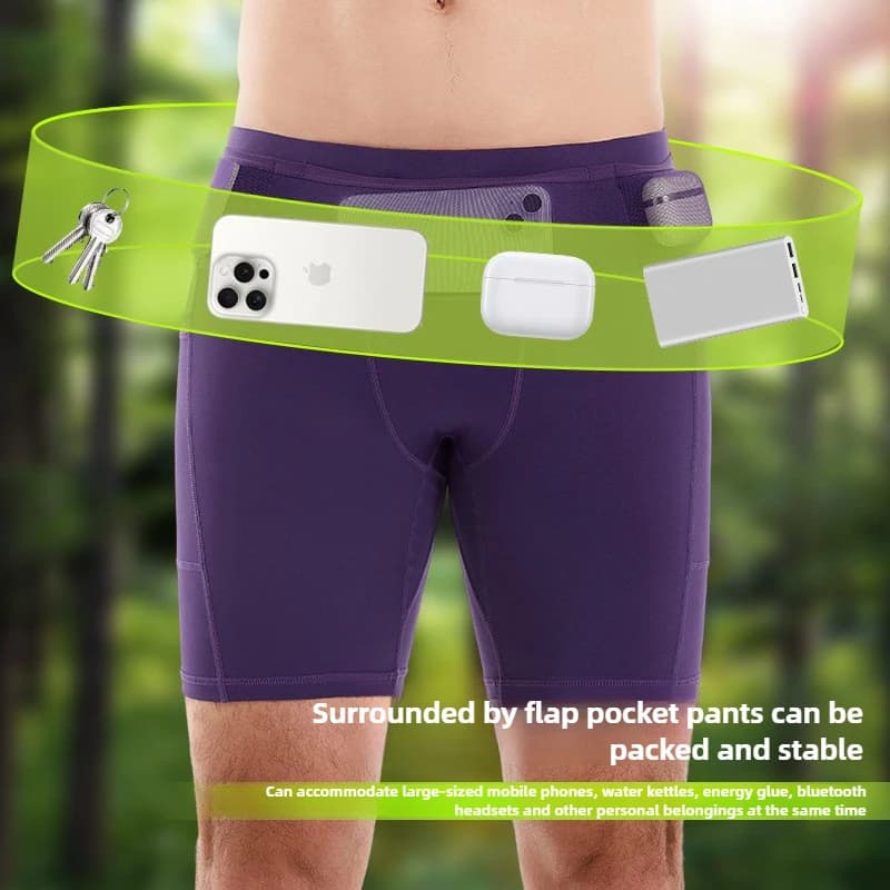 Unisex Racing Shorts with Six Pockets, Fast Drying, with Marsupio, Compression Pants for Cycling