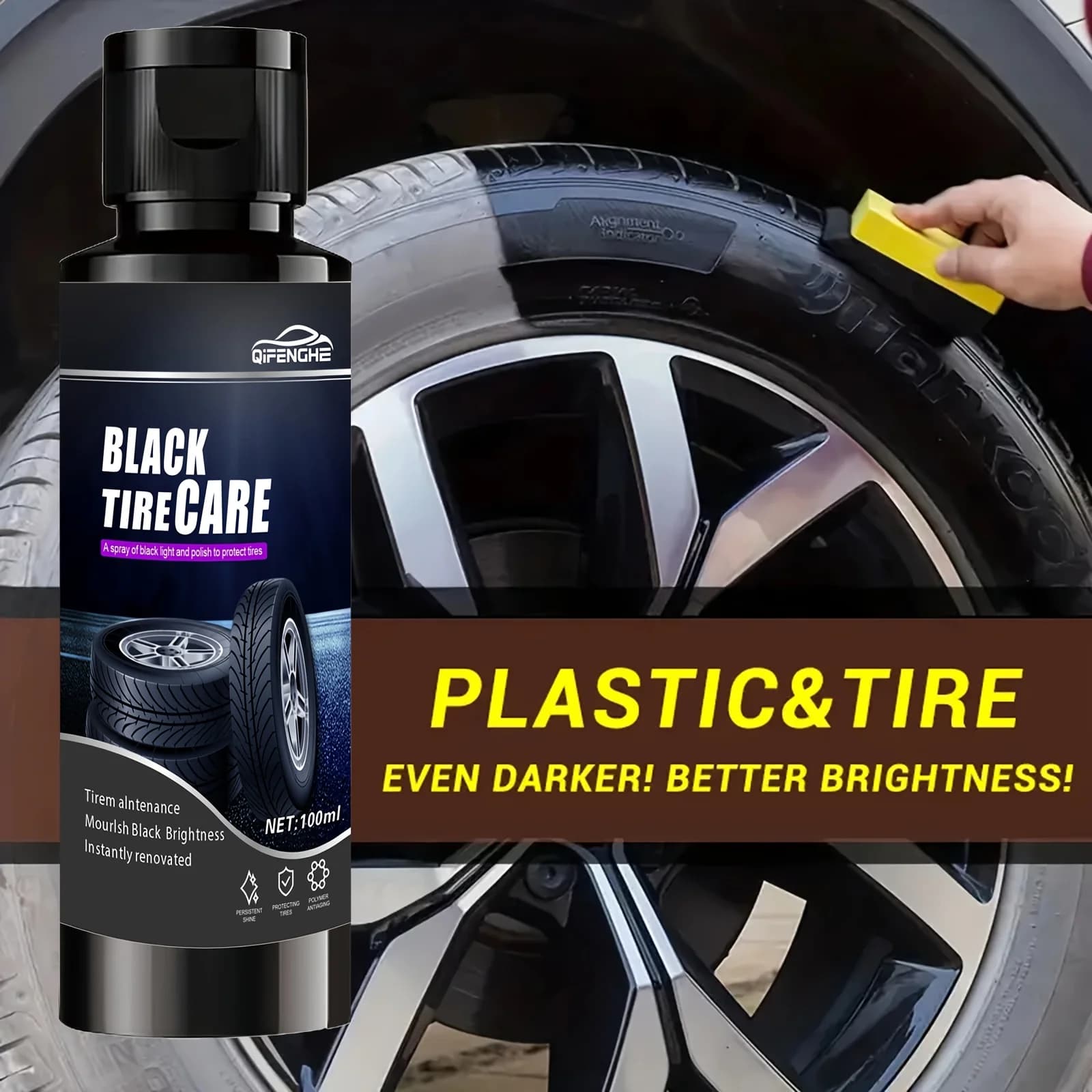 Cera lucida per pneumatici per auto premium da 100 g - Protezione durevole e potenziatore di lucentezza - Per parti in plastica e manutenzione dei pneumatici