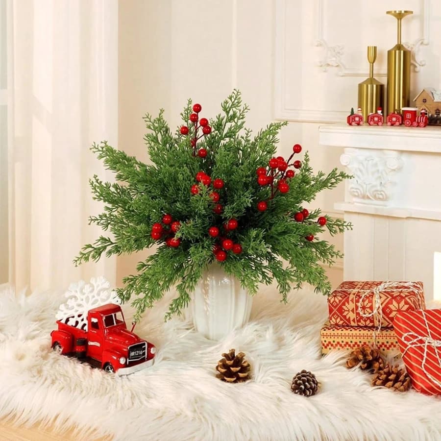 40/80pcs Artificial Plants Holly Little Red Fruits Christmas Trees Home Yard Decorations Wedding DIY Gifts Combination Ornaments